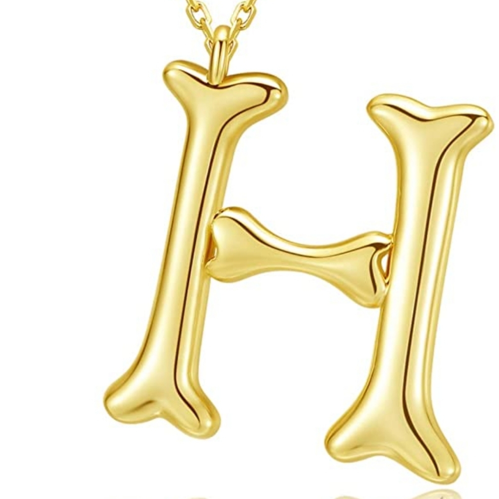 Letter H 14k gold plated necklace dog pet lover